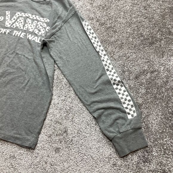 Vans Off the Wall Shirt Adult Small Light Gray Long Sleeve Crew Cotton 1966 Tee - Picture 6 of 9